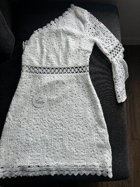 One Shoulder White Lace Dress